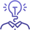 Icon depicting ideas conveyed with a light bulb